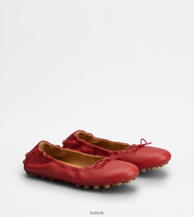 Tod's Women Bubble Ballerinas in Leather 602L84187 Red/Brown