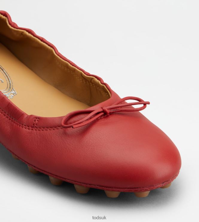 Tod's Women Bubble Ballerinas in Leather 602L84187 Red/Brown