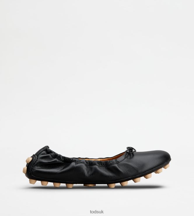 Tod's Women Bubble Ballerinas in Leather 602L84189 Black/Off White