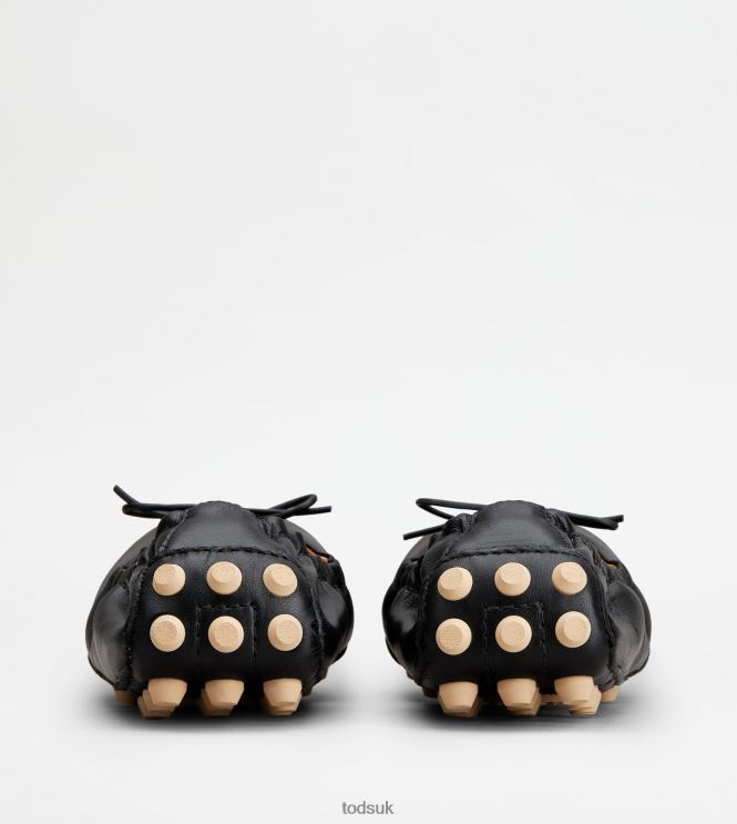 Tod's Women Bubble Ballerinas in Leather 602L84189 Black/Off White