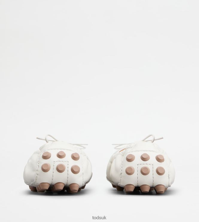 Tod's Women Bubble Ballerinas in Leather 602L84190 White/Brown