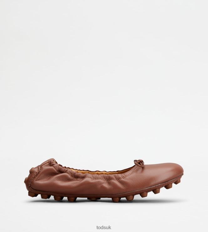 Tod's Women Bubble Ballerinas in Leather 602L84191 Brown