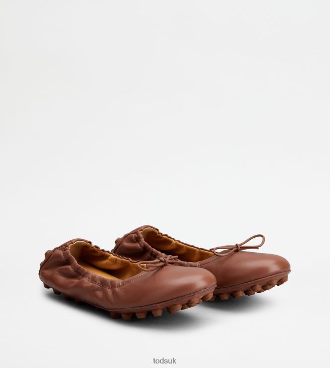 Tod's Women Bubble Ballerinas in Leather 602L84191 Brown