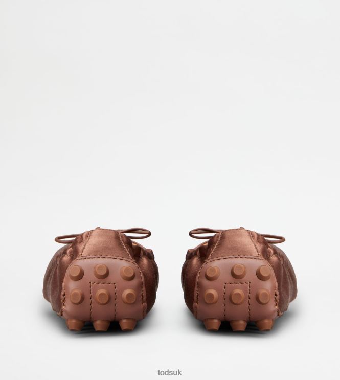 Tod's Women Bubble Ballerinas in Satin and Leather 602L84192 Brown