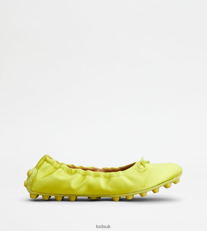 Tod's Women Bubble Ballerinas in Satin and Leather 602L84193 Yellow