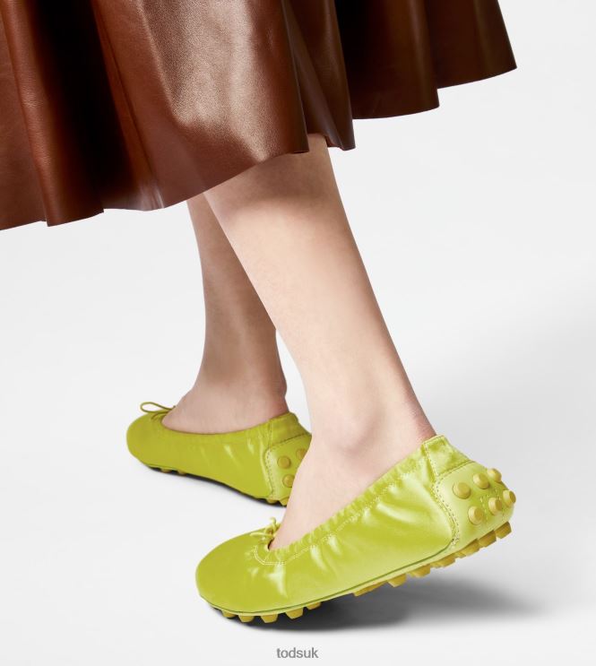 Tod's Women Bubble Ballerinas in Satin and Leather 602L84193 Yellow