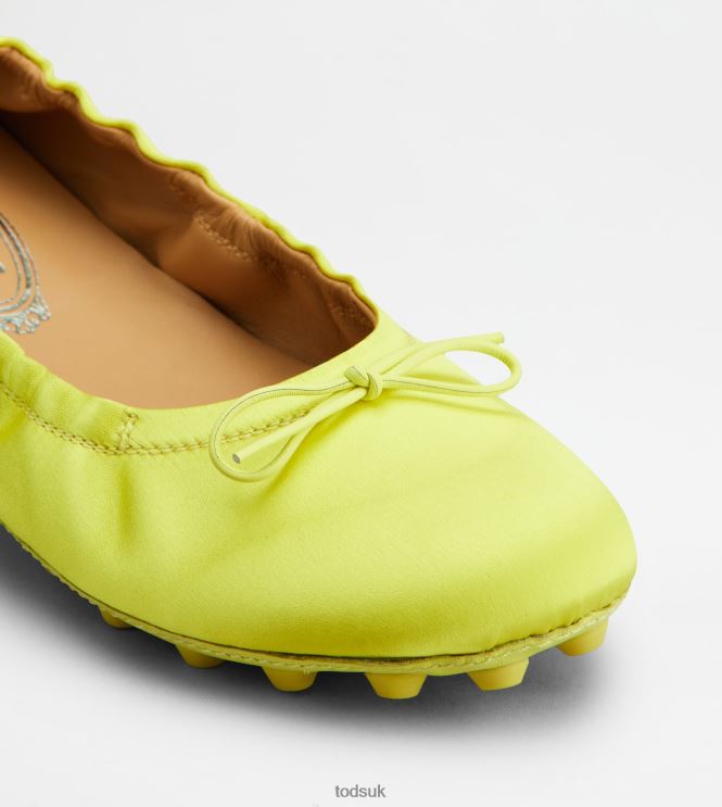 Tod's Women Bubble Ballerinas in Satin and Leather 602L84193 Yellow