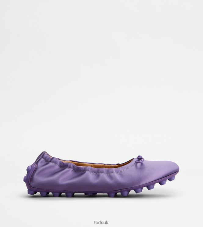 Tod's Women Bubble Ballerinas in Satin and Leather 602L84194 Violet