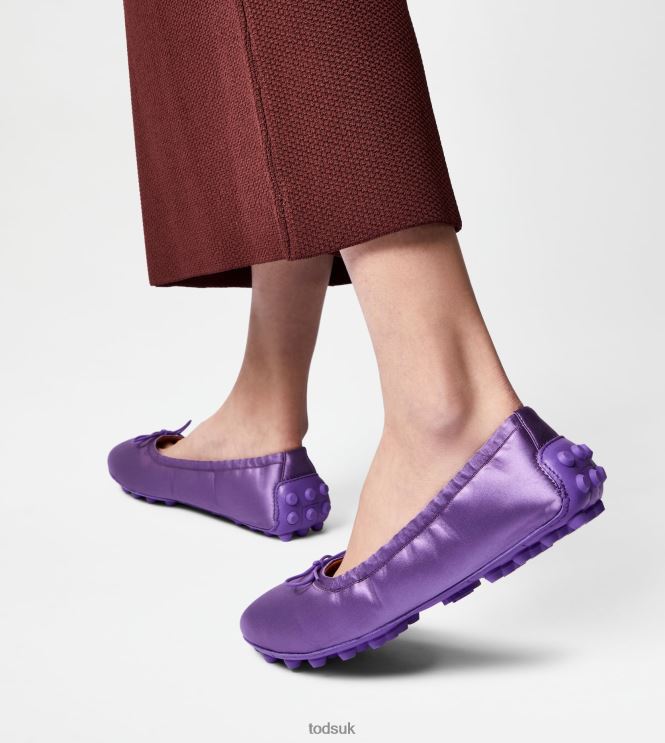 Tod's Women Bubble Ballerinas in Satin and Leather 602L84194 Violet
