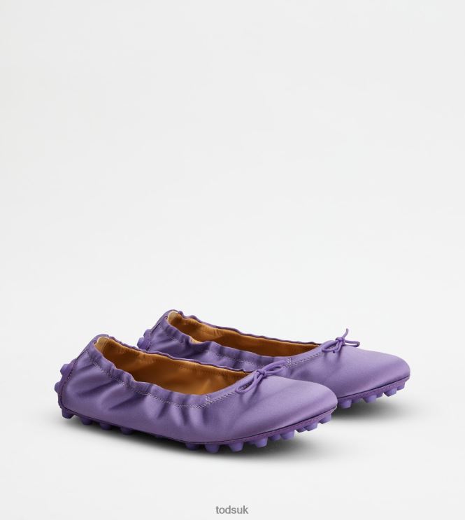 Tod's Women Bubble Ballerinas in Satin and Leather 602L84194 Violet