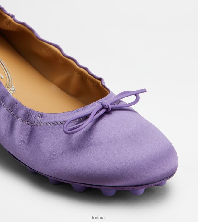 Tod's Women Bubble Ballerinas in Satin and Leather 602L84194 Violet