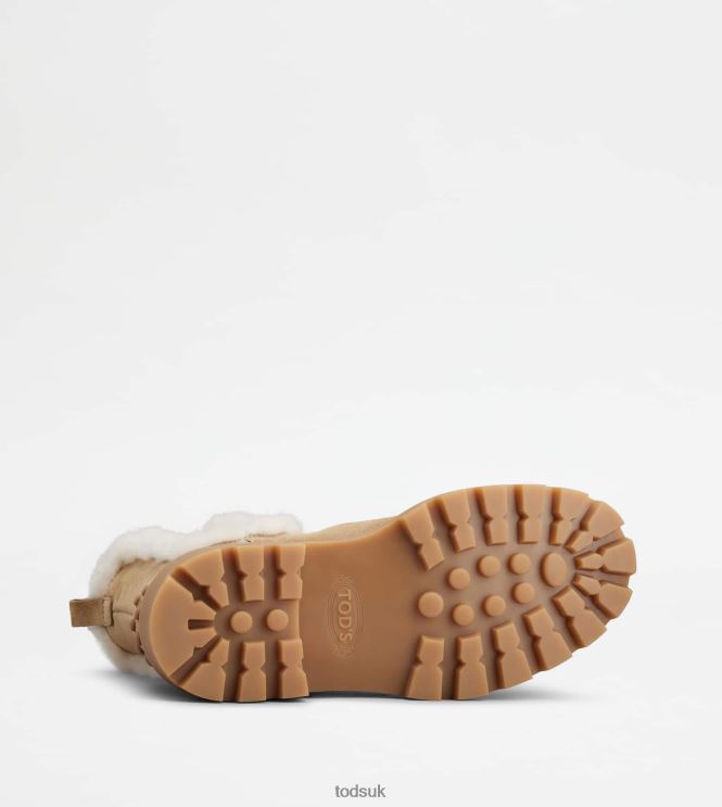 Tod's Women Chelsea Boots in Suede and Sheepskin 602L84175 Brown