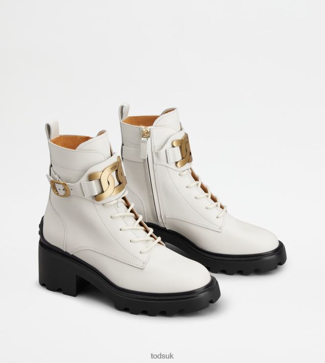 Tod's Women Kate Ankle Boots in Leather 602L84178 White