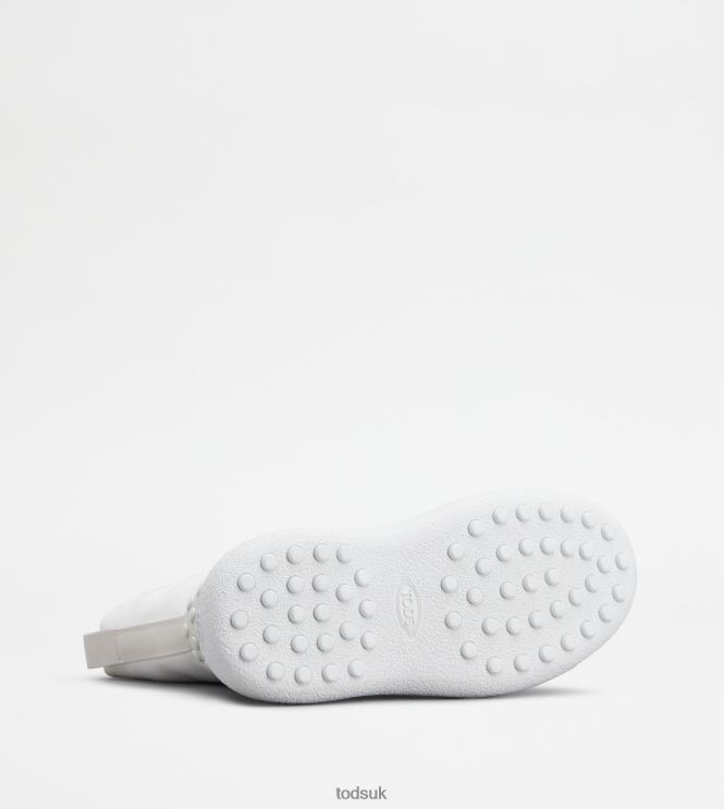 Tod's Women W. G. Lace-up Ankle Boots in Canvas and Leather 602L84152 White