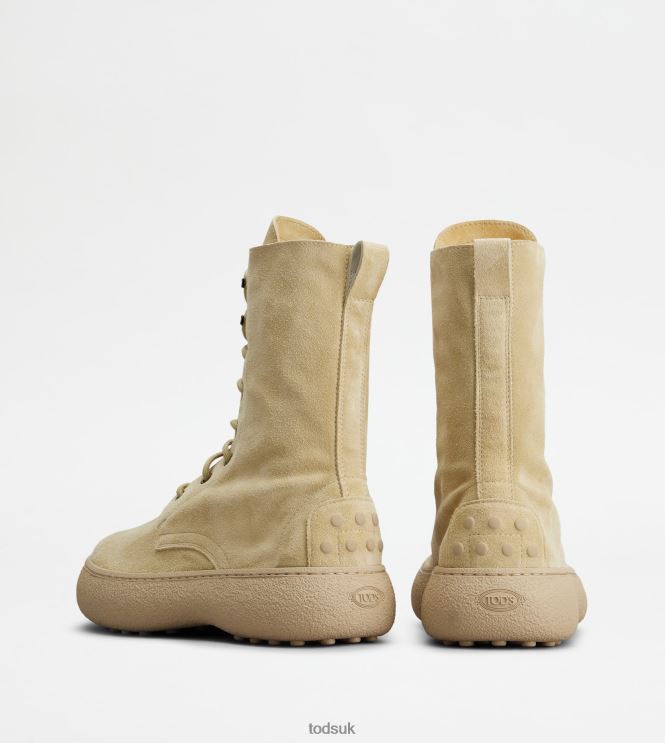 Tod's Women W. G. Lace-up Ankle Boots in Suede 602L84153 Beige