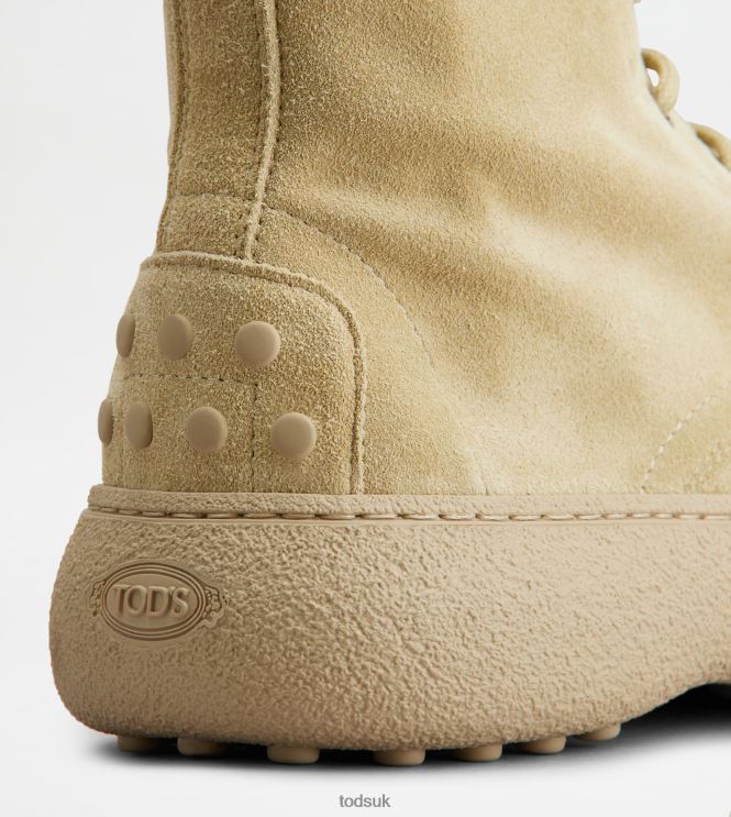 Tod's Women W. G. Lace-up Ankle Boots in Suede 602L84153 Beige