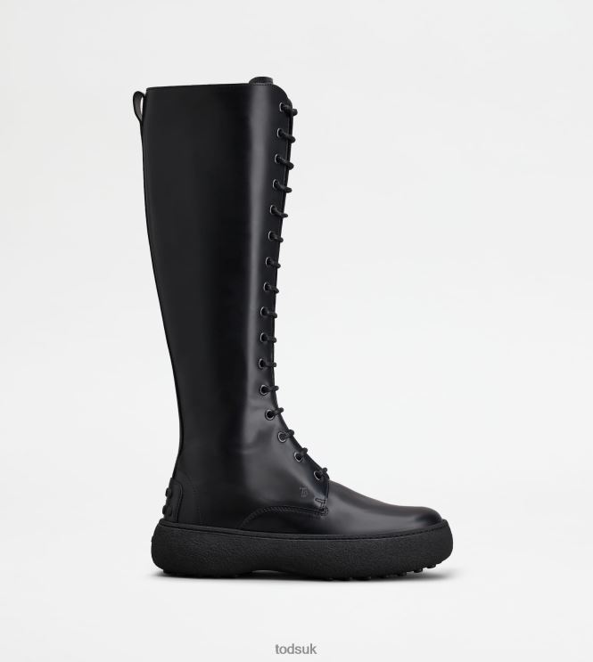 Tod's Women W. G. Lace-up Boots in Leather 602L84159 Black