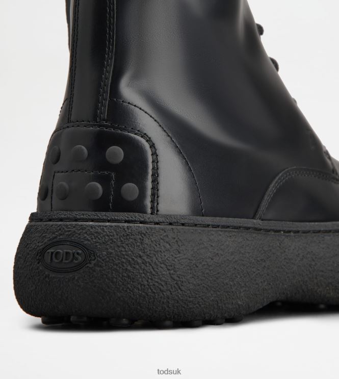 Tod's Women W. G. Lace-up Boots in Leather 602L84159 Black
