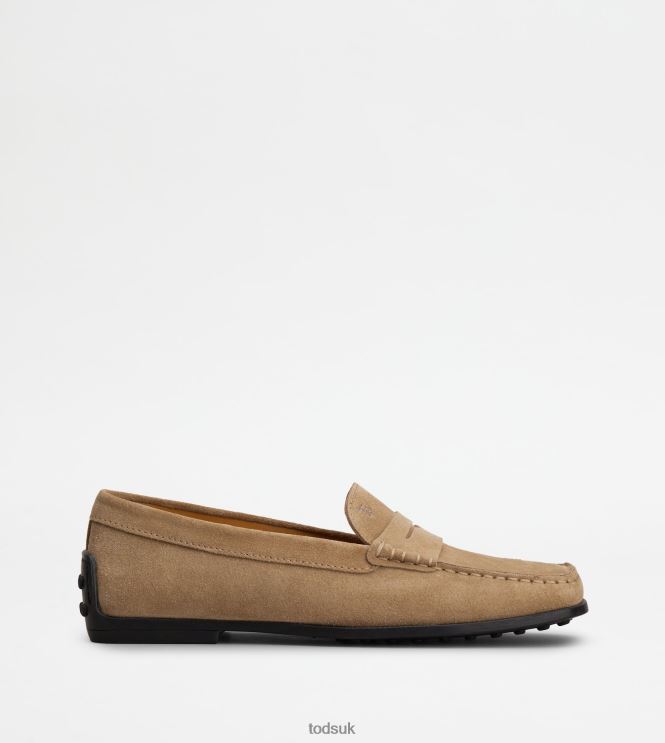 Tod's Women City Gommino Driving Shoes in Suede 602L8463 Brown