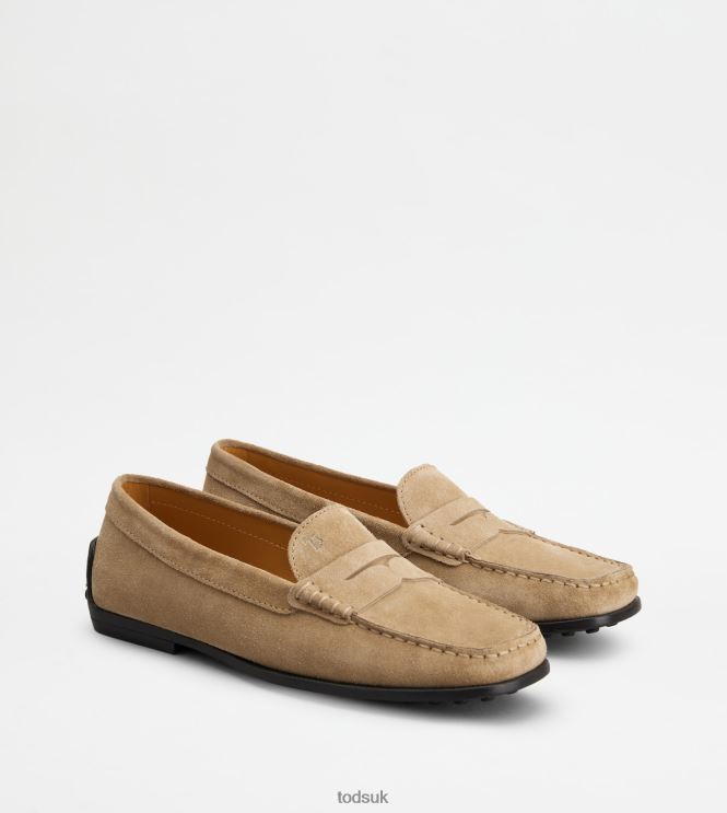 Tod's Women City Gommino Driving Shoes in Suede 602L8463 Brown