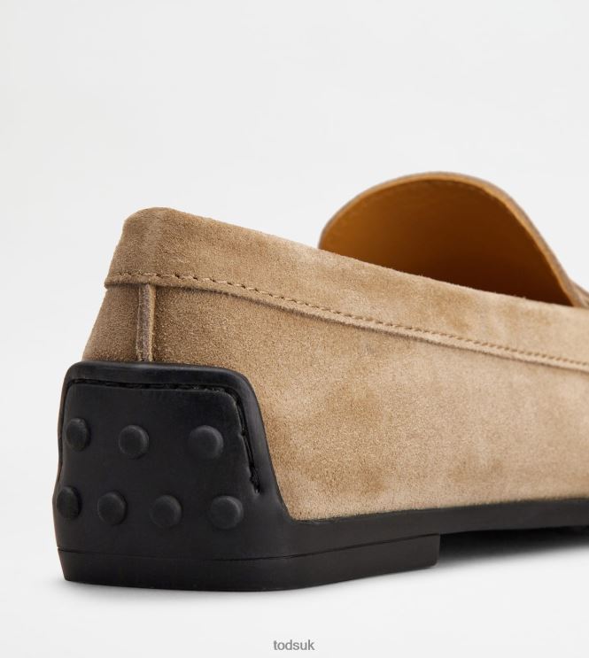 Tod's Women City Gommino Driving Shoes in Suede 602L8463 Brown