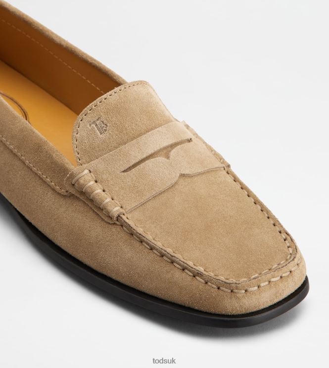 Tod's Women City Gommino Driving Shoes in Suede 602L8463 Brown