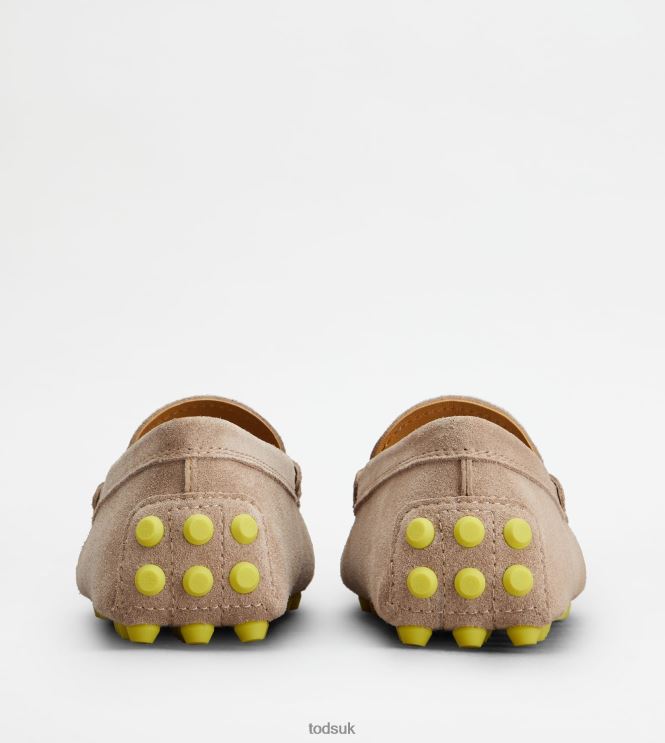 Tod's Women Gommino Bubble in Suede 602L8484 Beige/Yellow