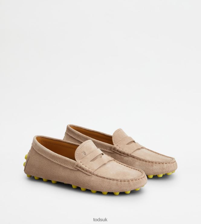 Tod's Women Gommino Bubble in Suede 602L8484 Beige/Yellow