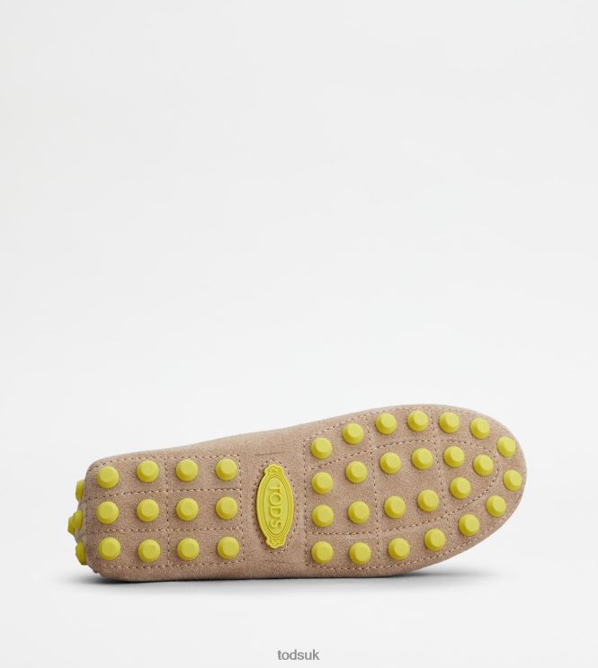 Tod's Women Gommino Bubble in Suede 602L8484 Beige/Yellow