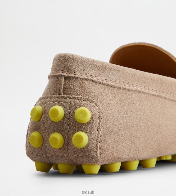 Tod's Women Gommino Bubble in Suede 602L8484 Beige/Yellow