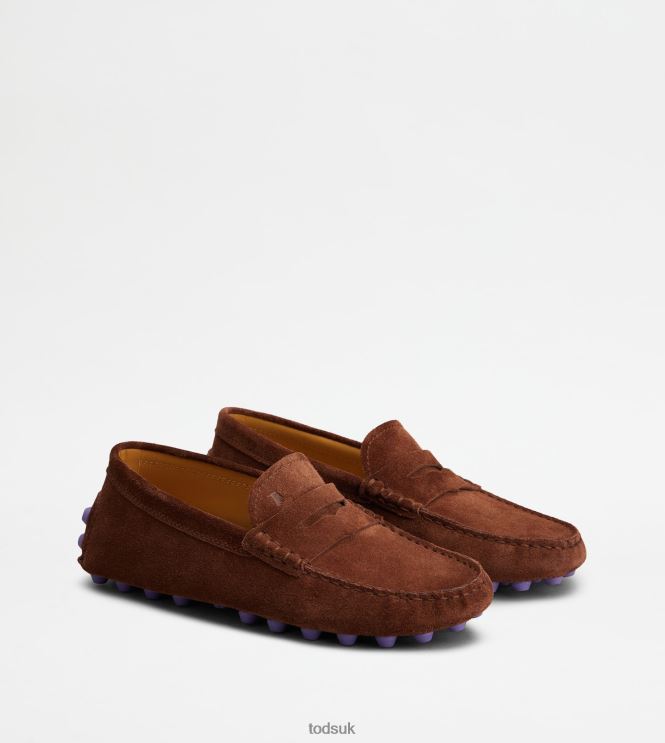 Tod's Women Gommino Bubble in Suede 602L8485 Brown/Violet