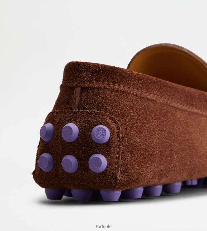 Tod's Women Gommino Bubble in Suede 602L8485 Brown/Violet