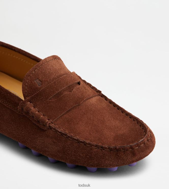 Tod's Women Gommino Bubble in Suede 602L8485 Brown/Violet