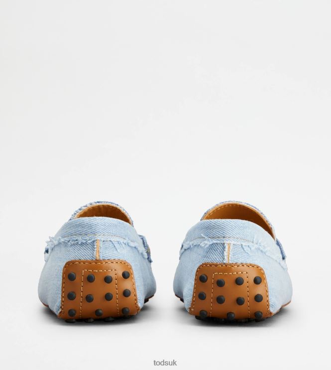 Tod's Women Gommino Driving Shoes in Denim 602L84116 Light Blue/Blue