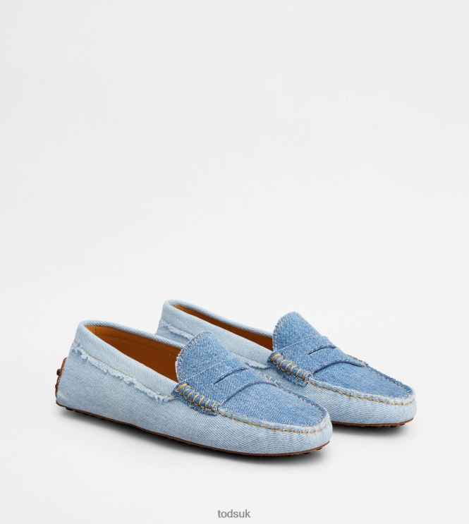 Tod's Women Gommino Driving Shoes in Denim 602L84116 Light Blue/Blue