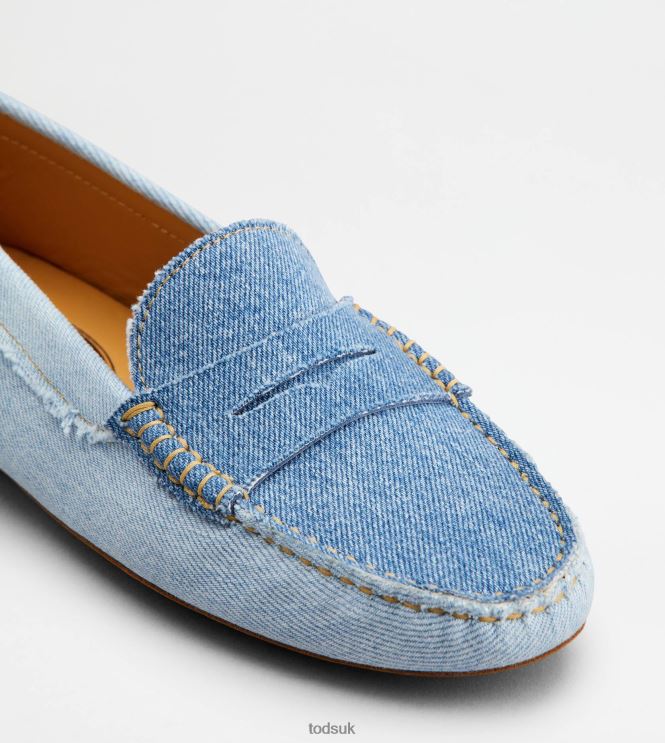 Tod's Women Gommino Driving Shoes in Denim 602L84116 Light Blue/Blue