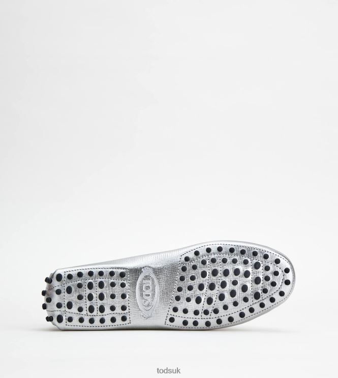Tod's Women Gommino Driving Shoes in Leather 602L84106 Silver