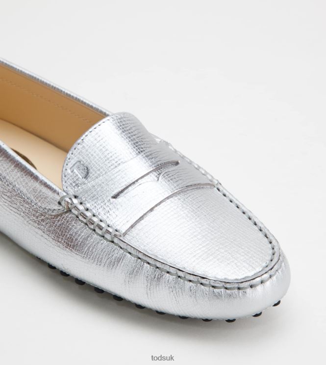 Tod's Women Gommino Driving Shoes in Leather 602L84106 Silver