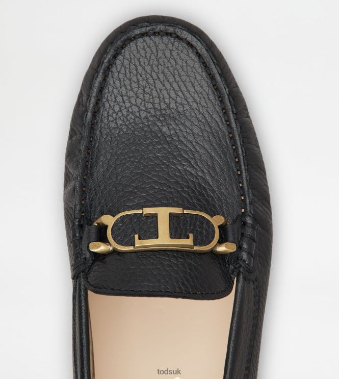 Tod's Women Gommino Driving Shoes in Leather 602L8478 Black