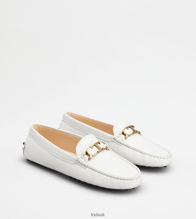 Tod's Women Gommino Driving Shoes in Leather 602L8481 White