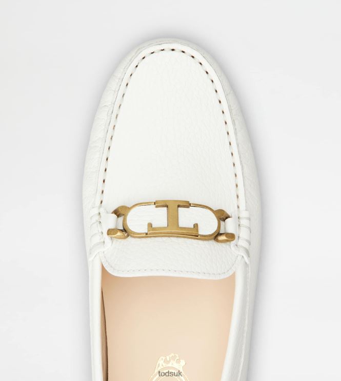 Tod's Women Gommino Driving Shoes in Leather 602L8481 White