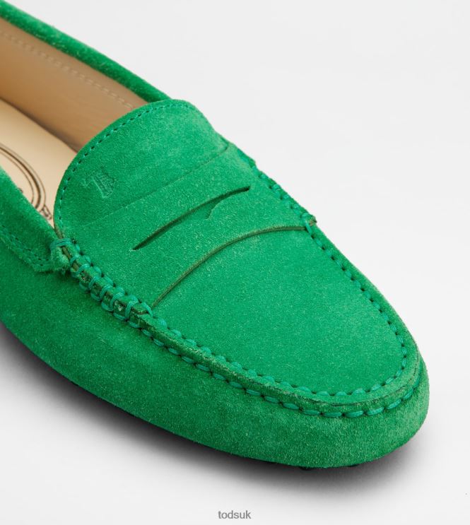 Tod's Women Gommino Driving Shoes in Suede 602L84103 Green