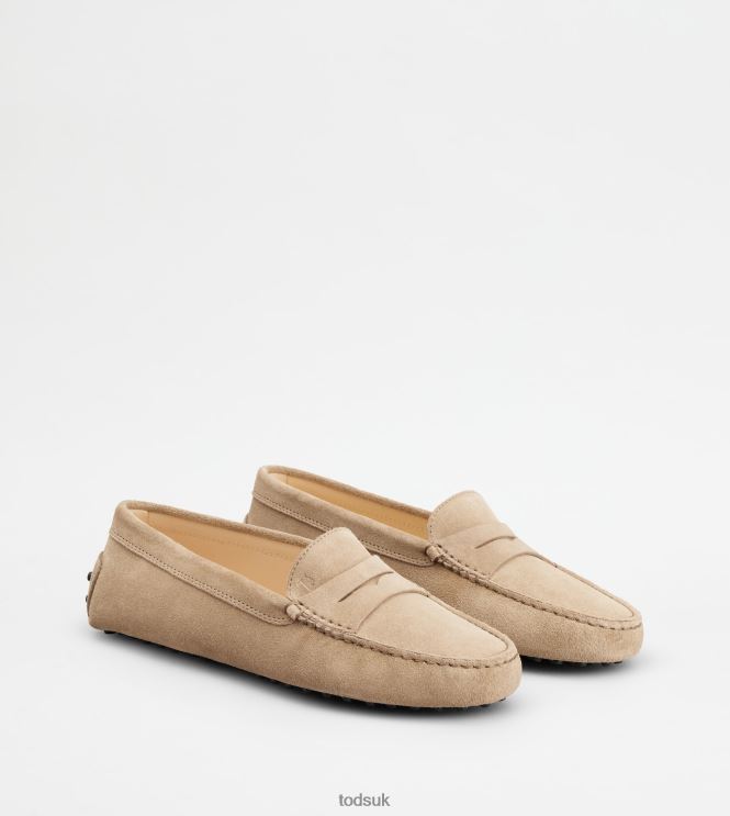 Tod's Women Gommino Driving Shoes in Suede 602L84104 Beige