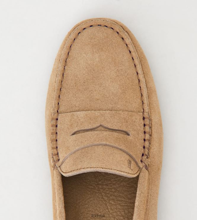 Tod's Women Gommino Driving Shoes in Suede 602L84104 Beige