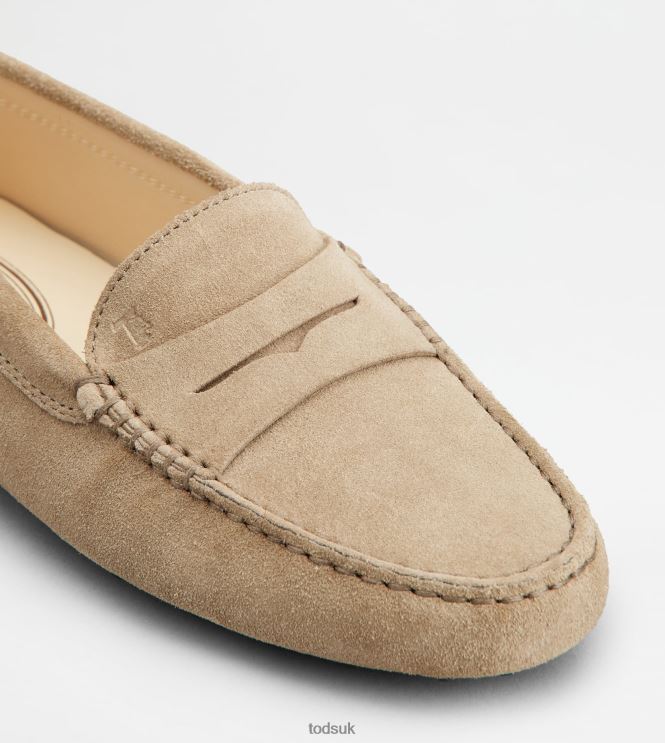 Tod's Women Gommino Driving Shoes in Suede 602L84104 Beige