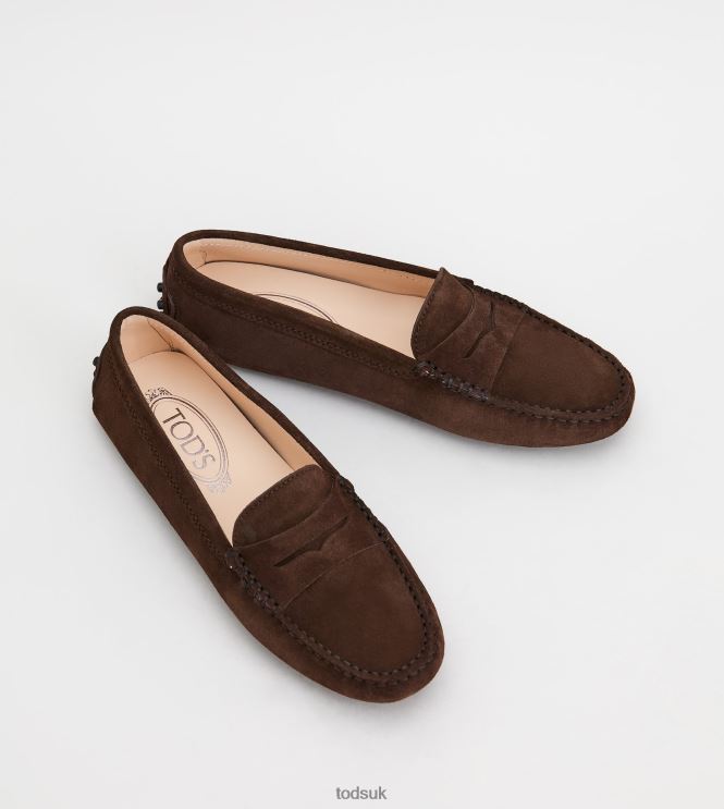 Tod's Women Gommino Driving Shoes in Suede 602L84105 Brown
