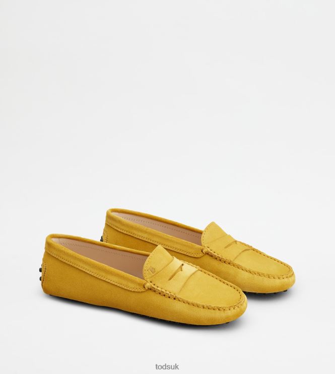 Tod's Women Gommino Driving Shoes in Suede 602L84108 Yellow