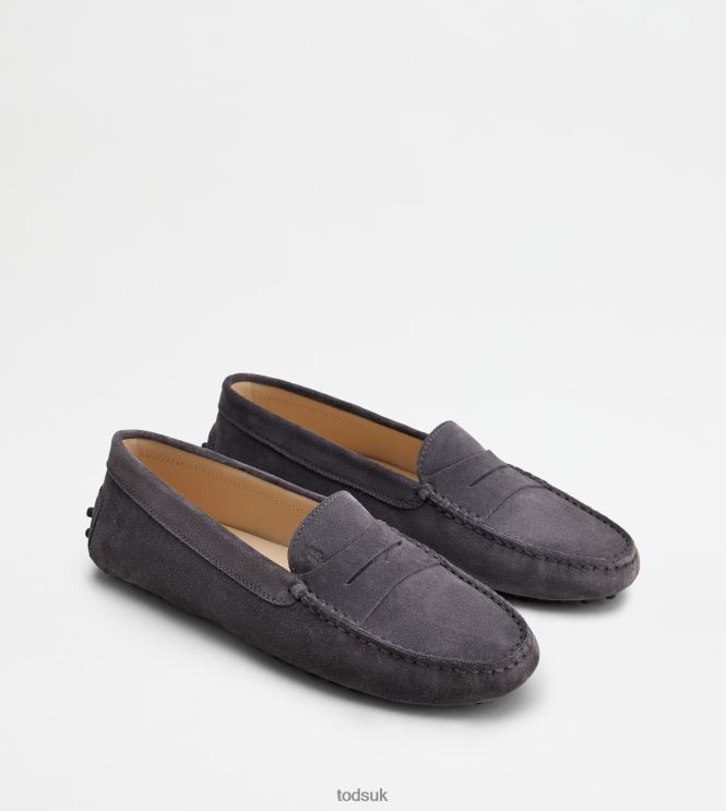 Tod's Women Gommino Driving Shoes in Suede 602L84114 Grey
