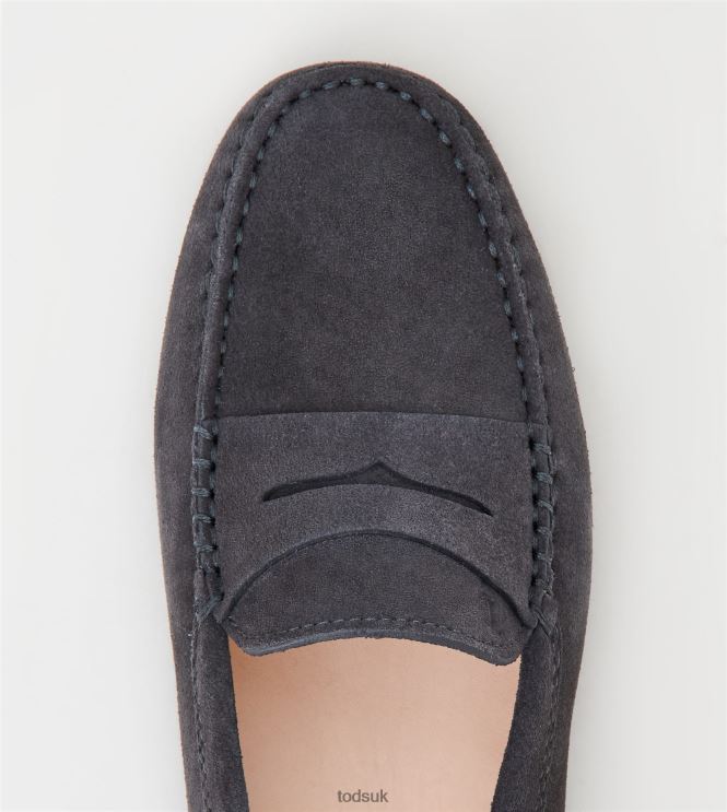 Tod's Women Gommino Driving Shoes in Suede 602L84114 Grey