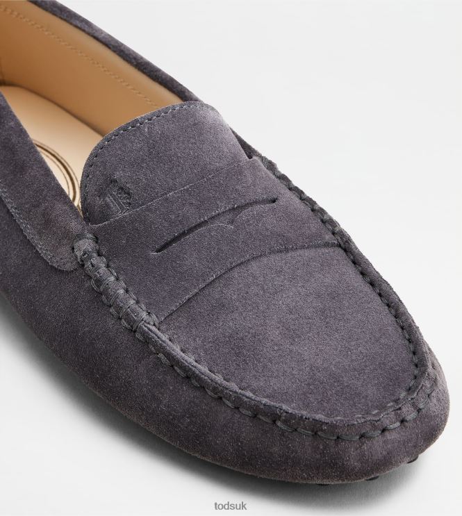 Tod's Women Gommino Driving Shoes in Suede 602L84114 Grey